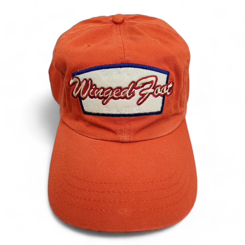 Vintage Winged Foot Golf Club Hat Orange Adult‎ Adjustable Strap Back Dad Cap